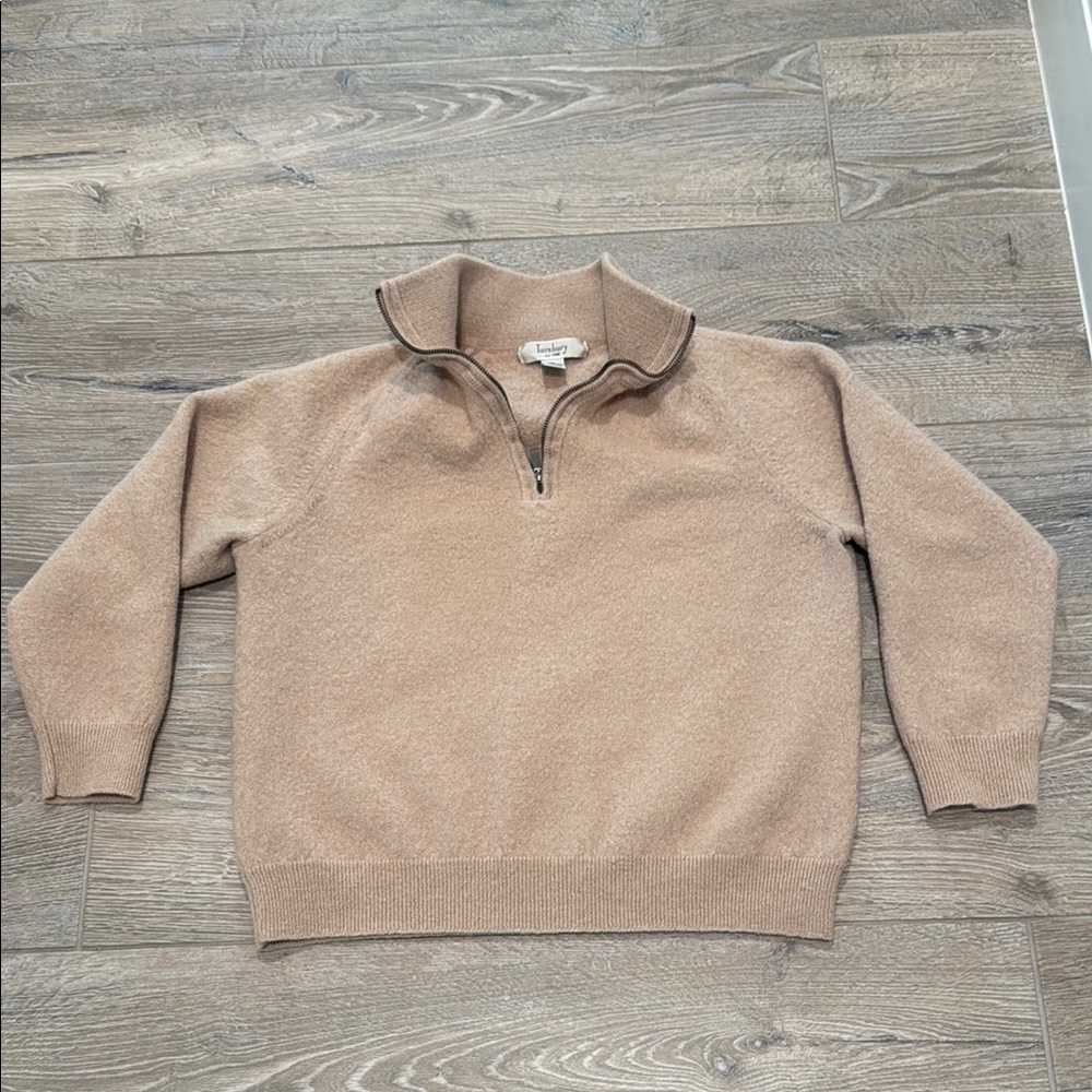 Turnbury Tan Half-Zip Sweater